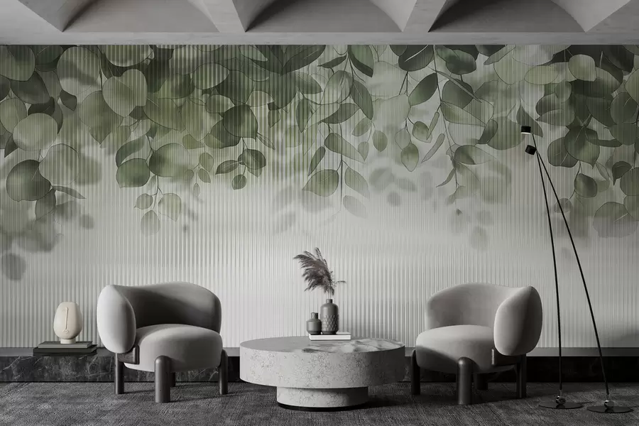 Fototapete eukalyptusblätter hinter dem Glas w01677