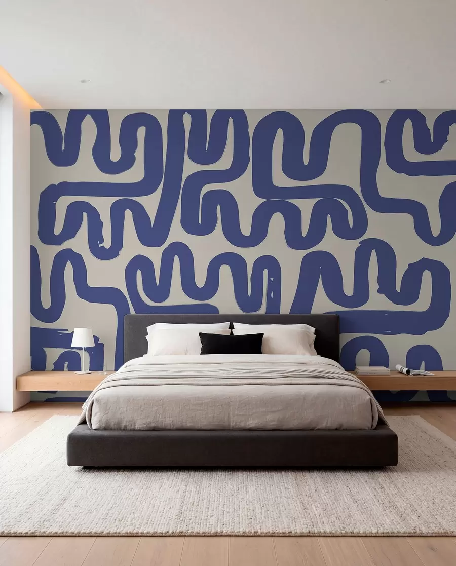 Murale Lignes d'enroulement bleues w01686