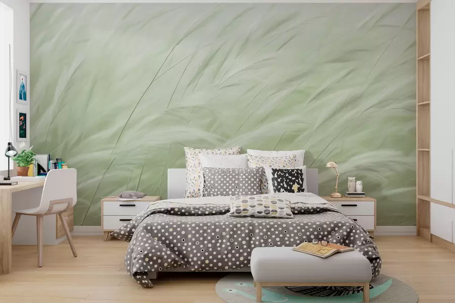 Murale Épis verts de l'herbe des champs w01719v2