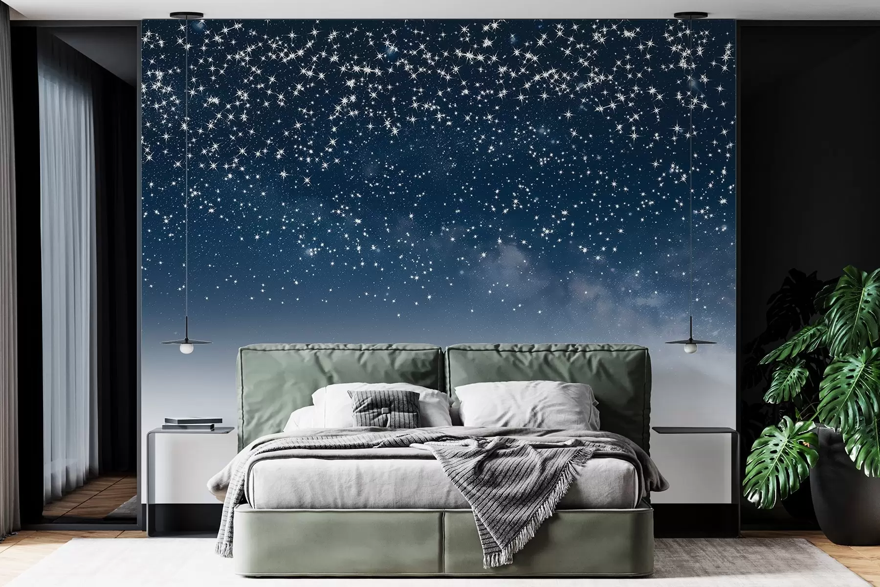 fototapeter Stjerneklar nattehimmel, blød gradient, kosmisk, stjernebilleder w01797v1