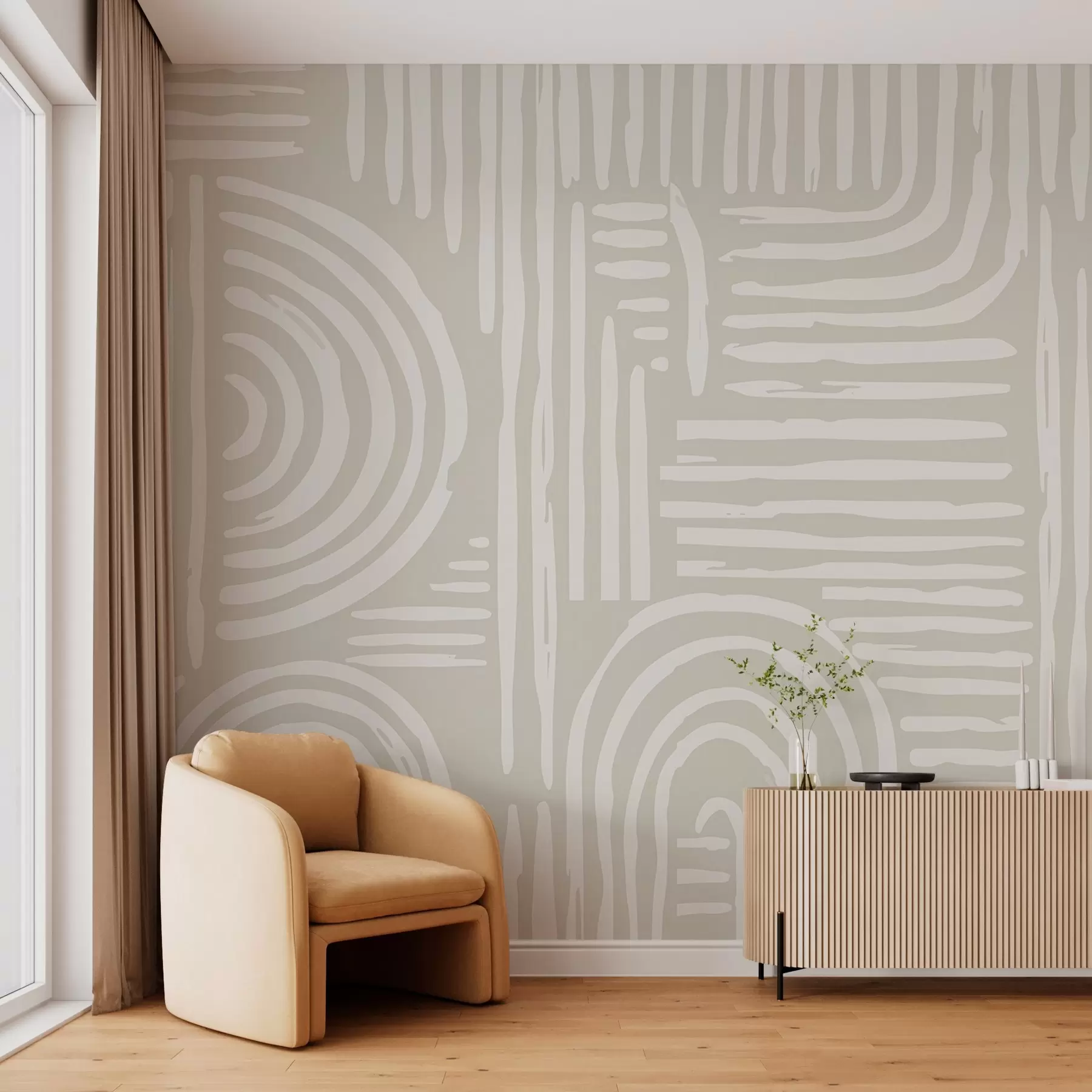 fototapeter Boho-design i bløde farver w01919