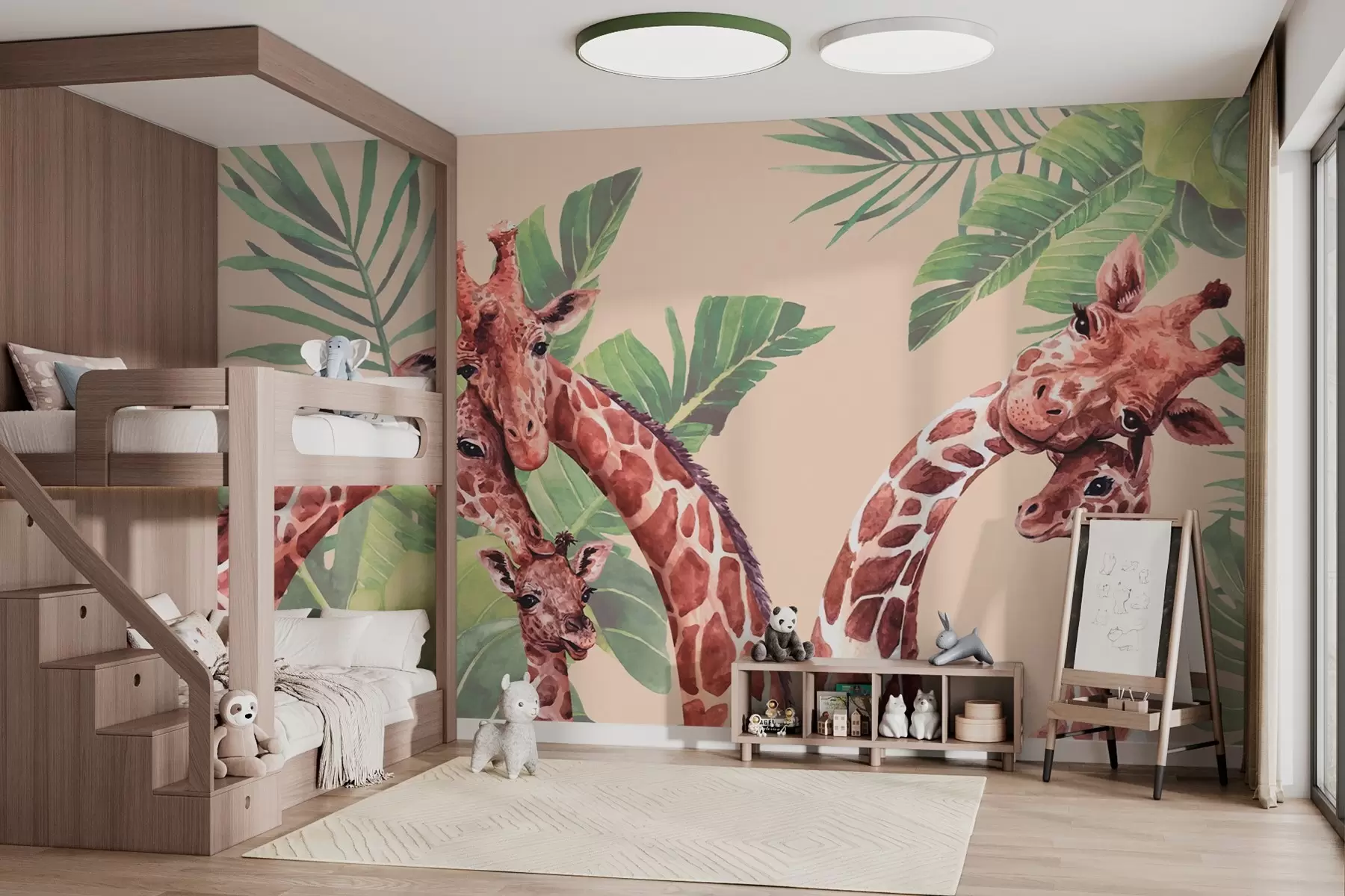 Murale Girafes profitant d'un moment ensemble w00140v1