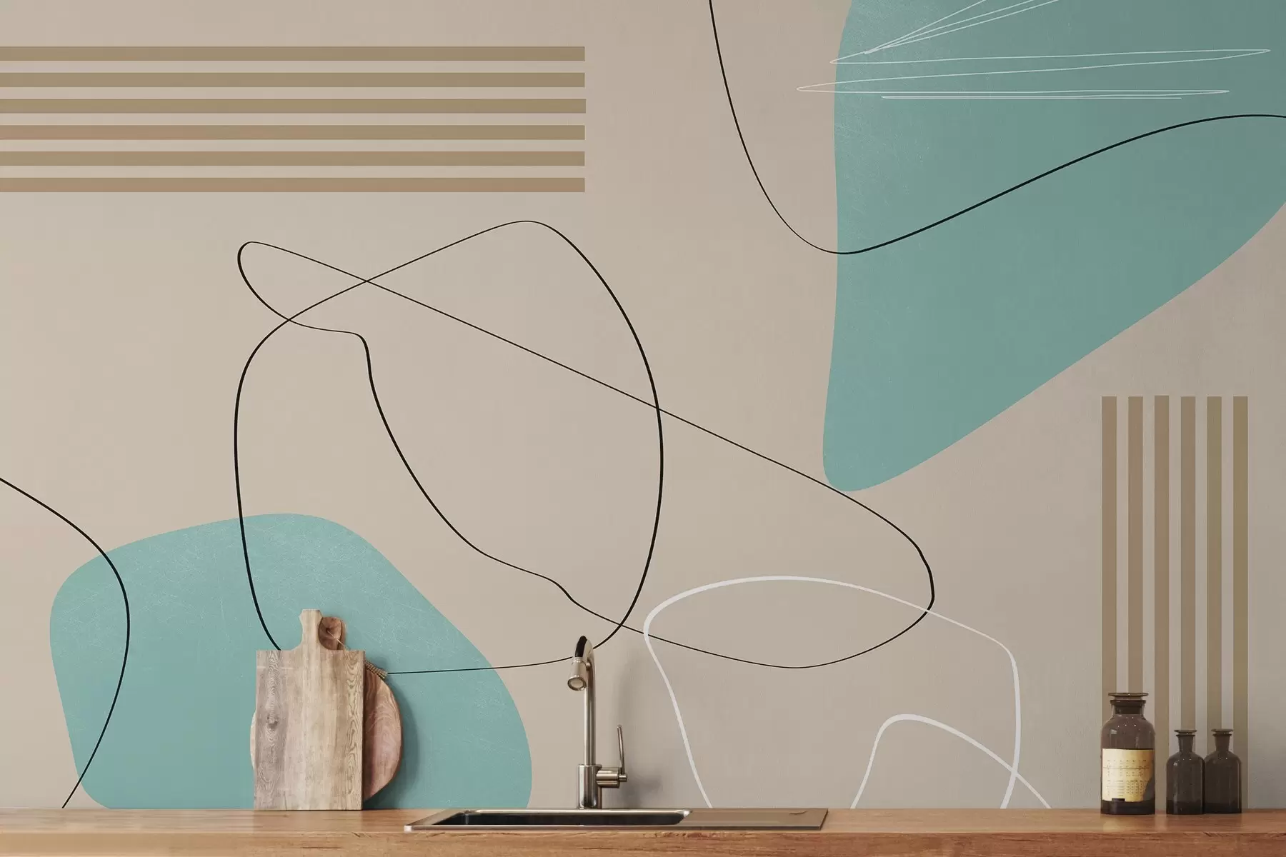 Murale Formes abstraites dans des couleurs douces w00724v2