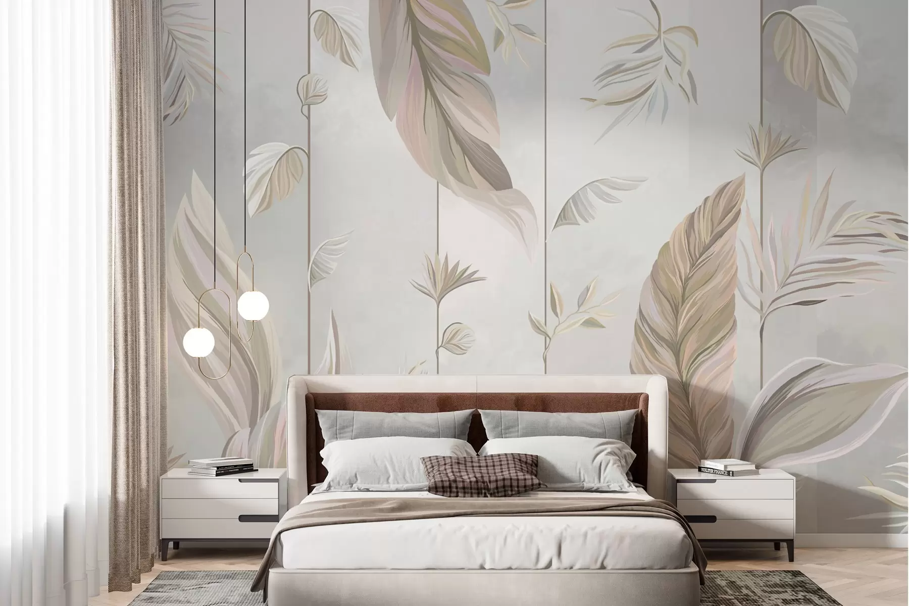 Fototapete Elegantes Laub in sanften Farbtönen w00808v3