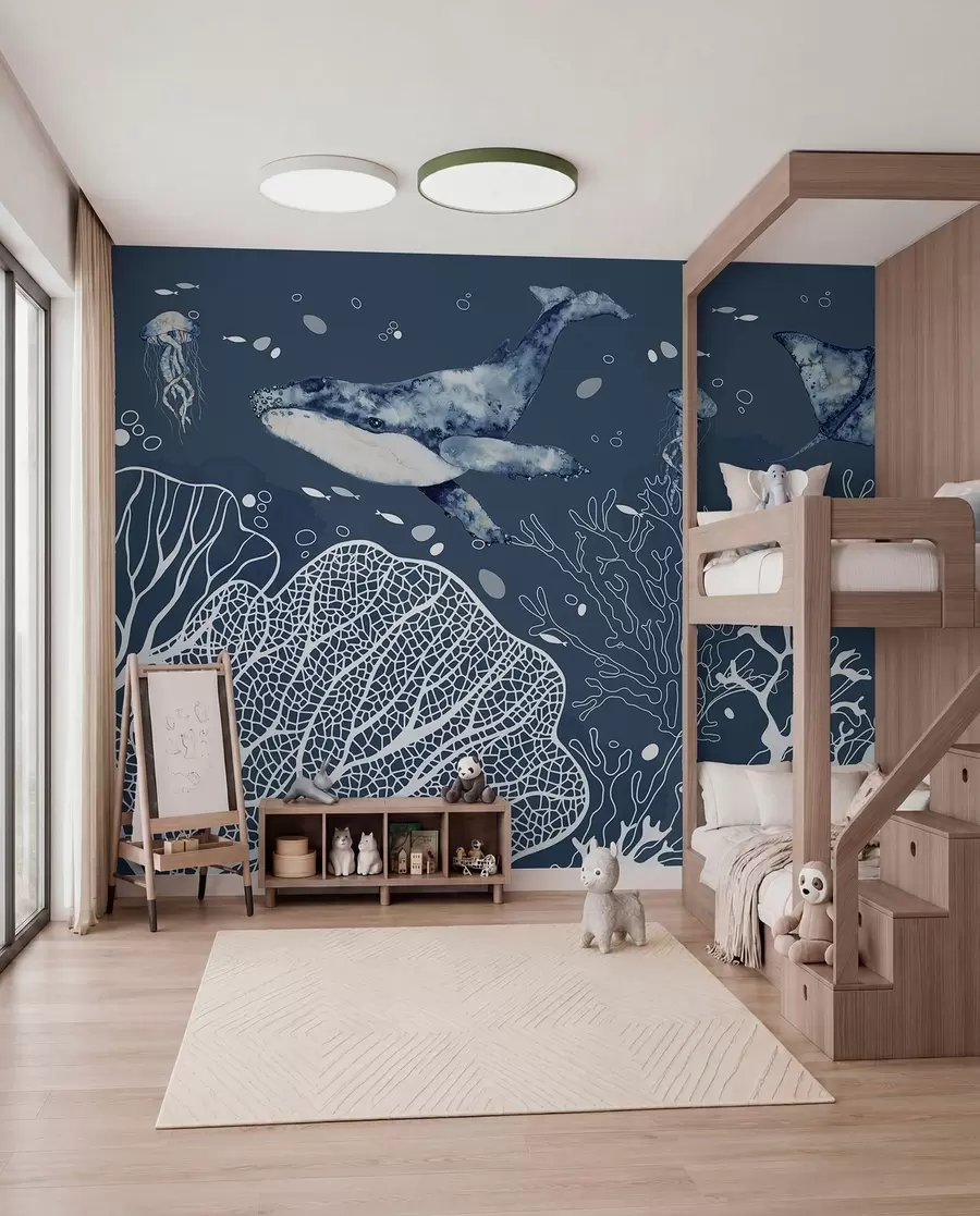 Murale Merveilles sous-marines dans des bleus sereins w00848v1