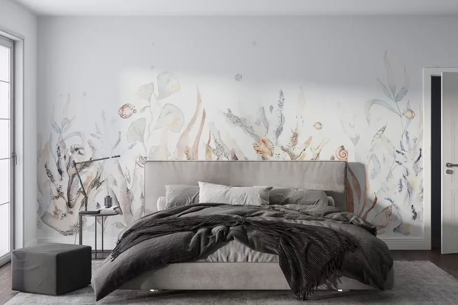 Murale Sérénité sous-marine dans des tons doux w00881