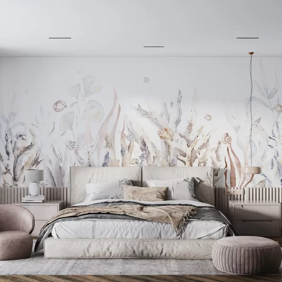 Murale Sérénité sous-marine dans des tons doux w00881