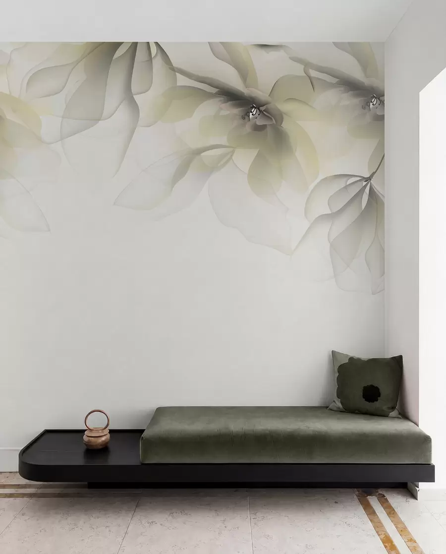 fototapeter gule gennemskinnelige store blomster på toppen w02093v1