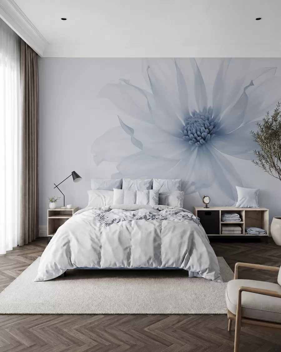 Murale Une fleur en bleu w02077