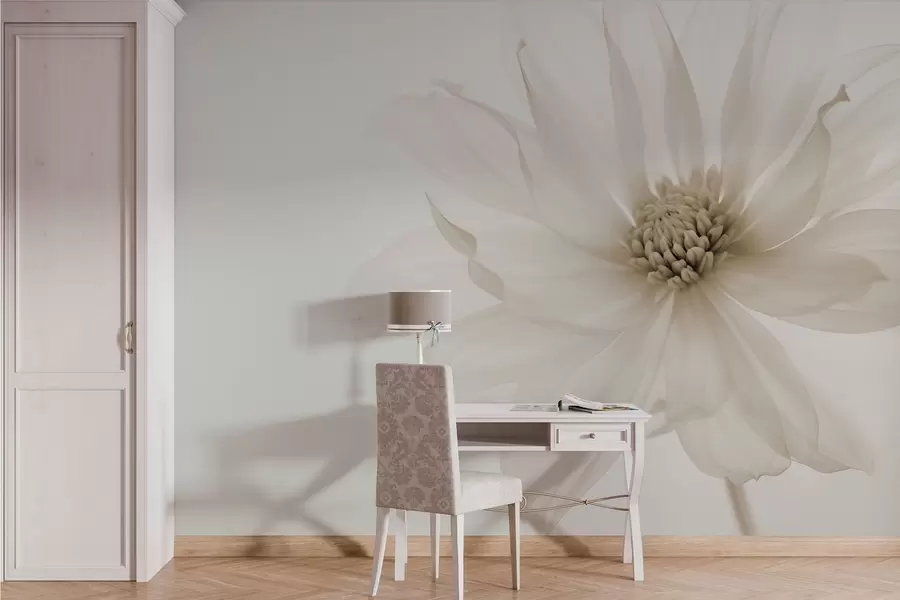 Murale Fleur beige délicate sur fond clair w02077v1