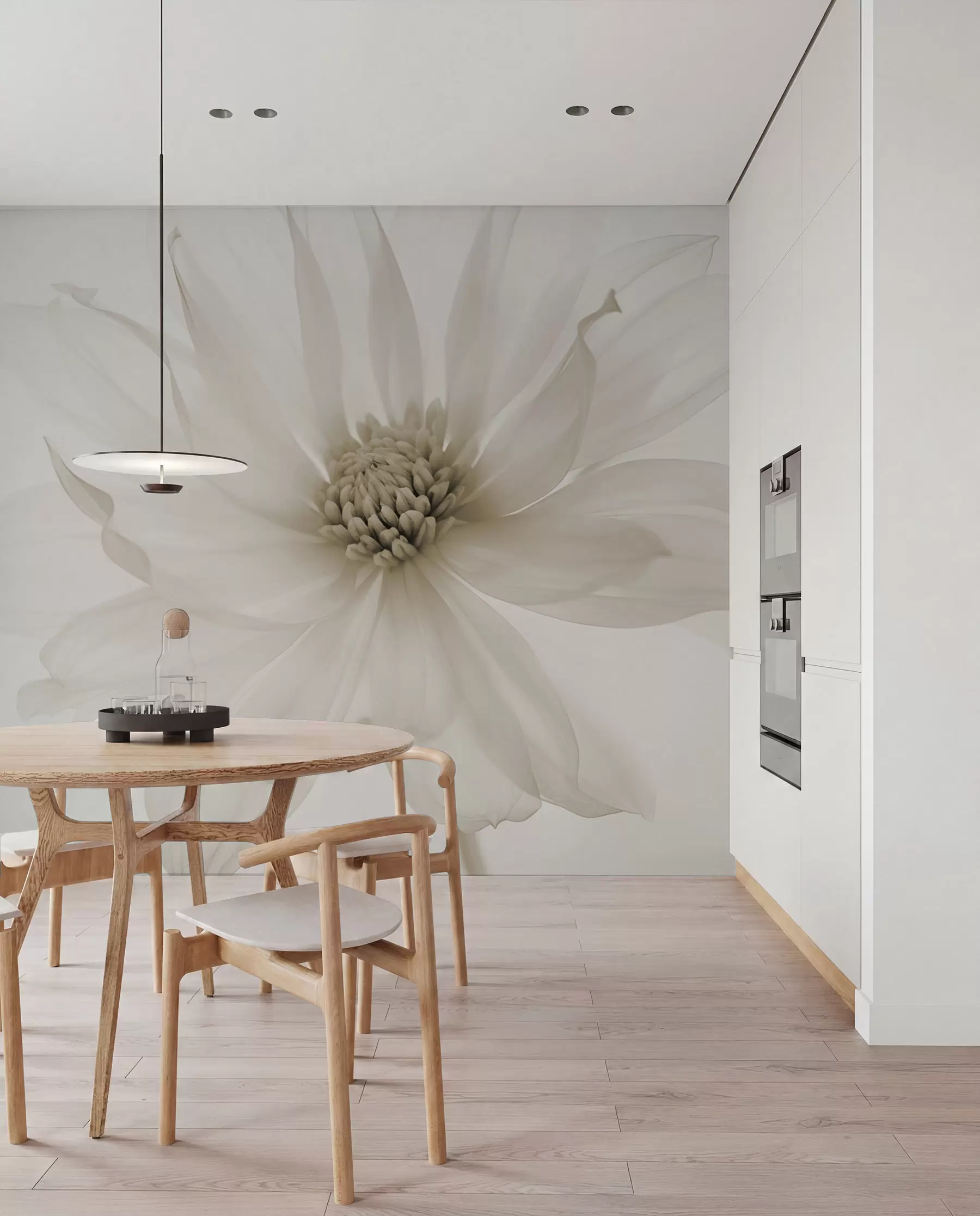 Murale Fleur beige délicate sur fond clair w02077v1