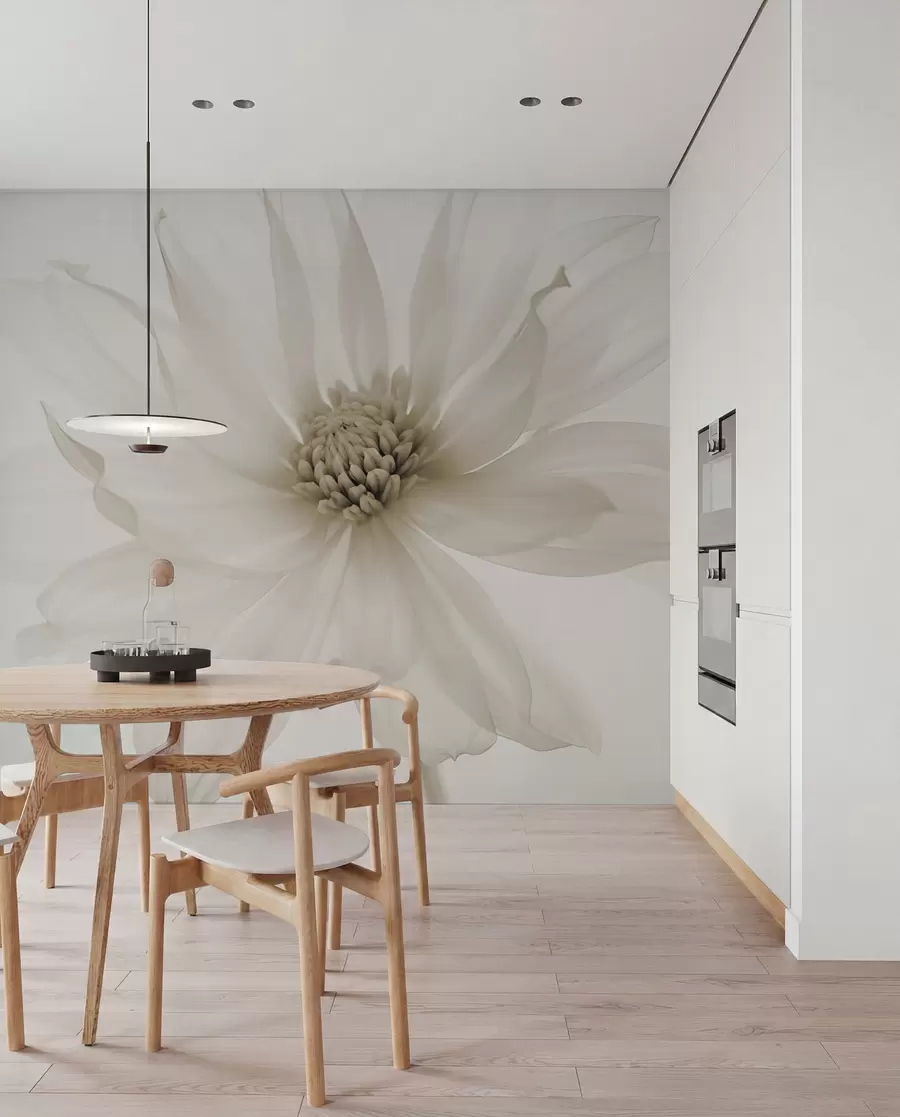 Murale Fleur beige délicate sur fond clair w02077v1