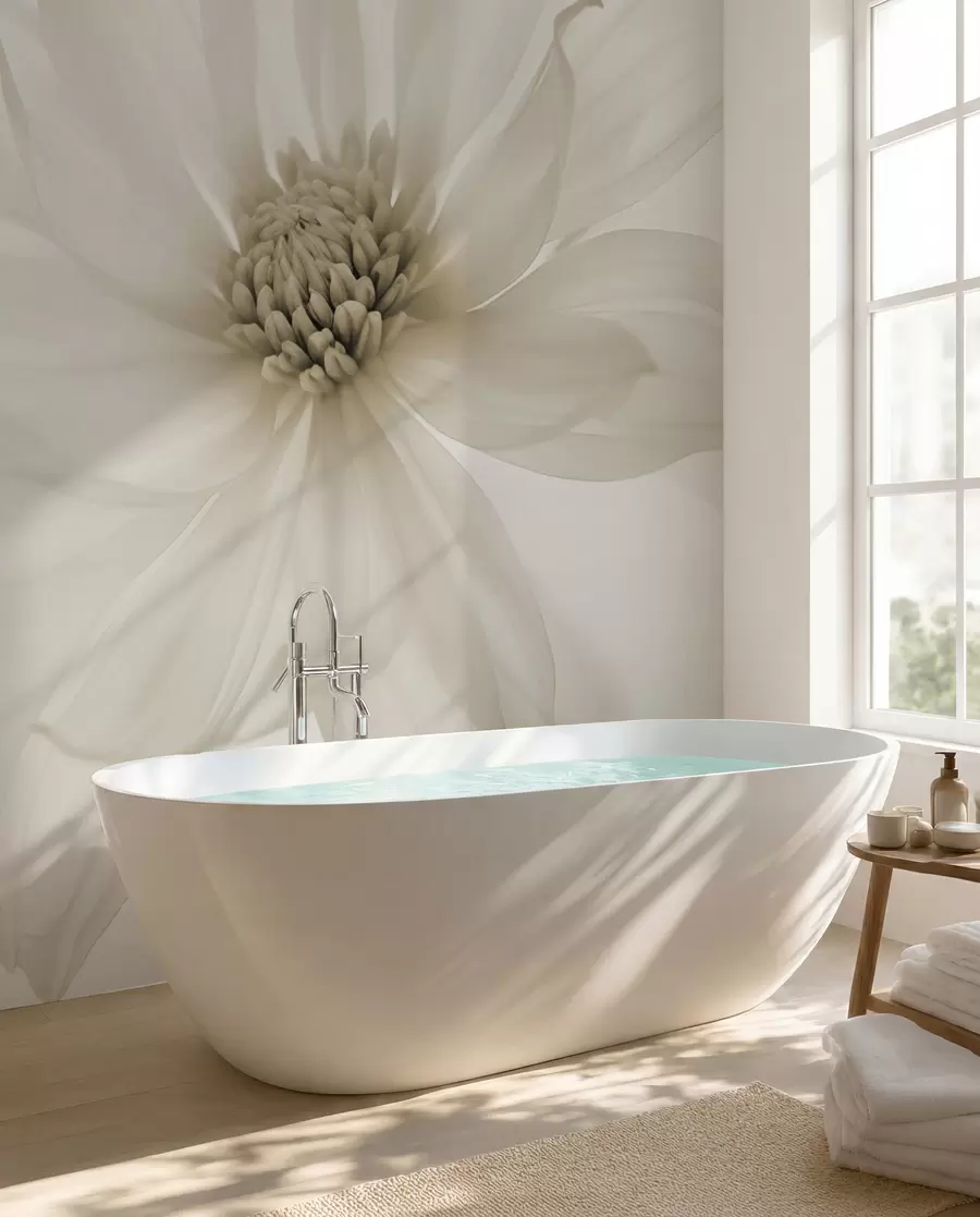 Fototapete Zarte beige Blume auf hellem Hintergrund w02077v1