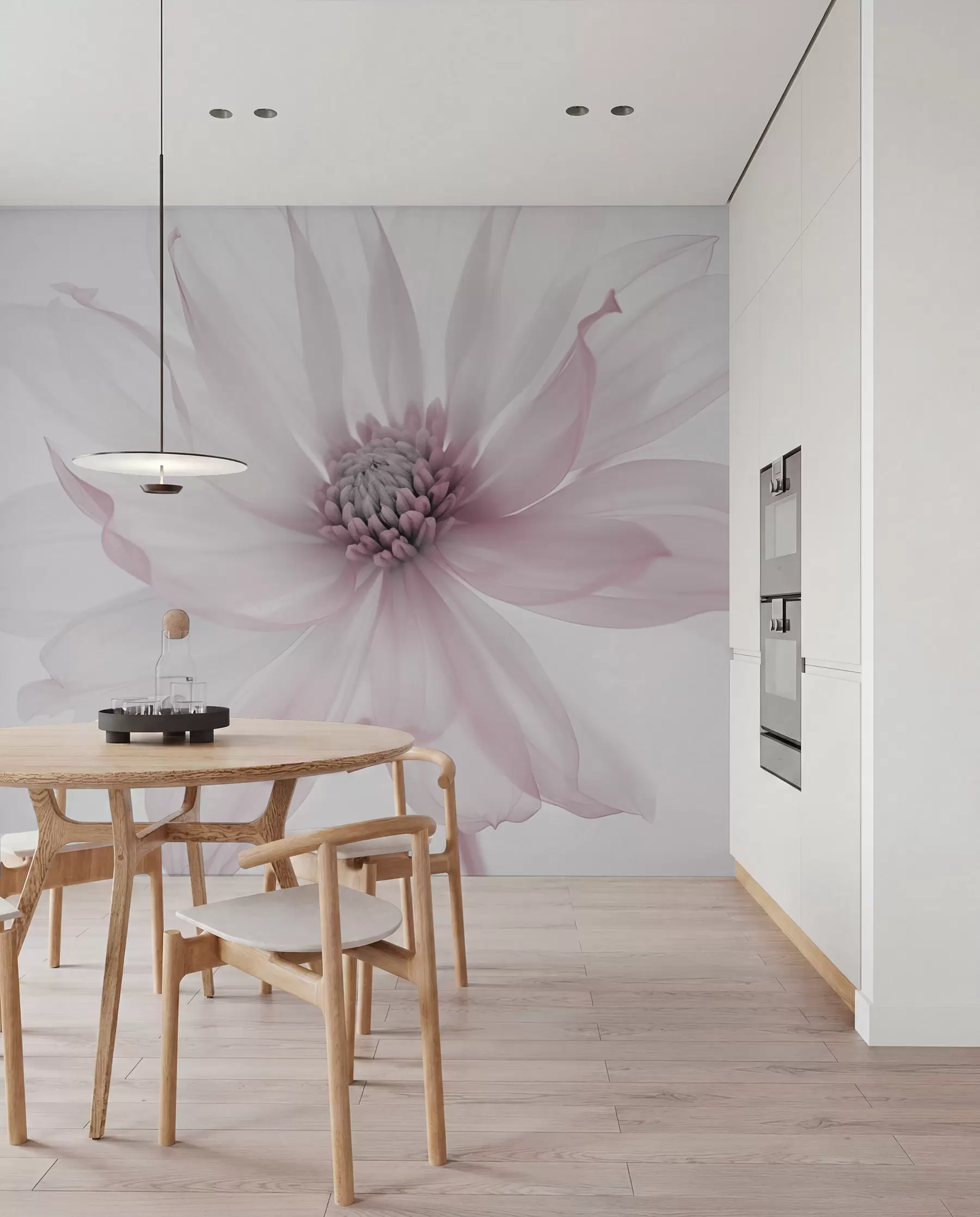 fototapeter Delikat lyserød blomst på lys baggrund w02077v2