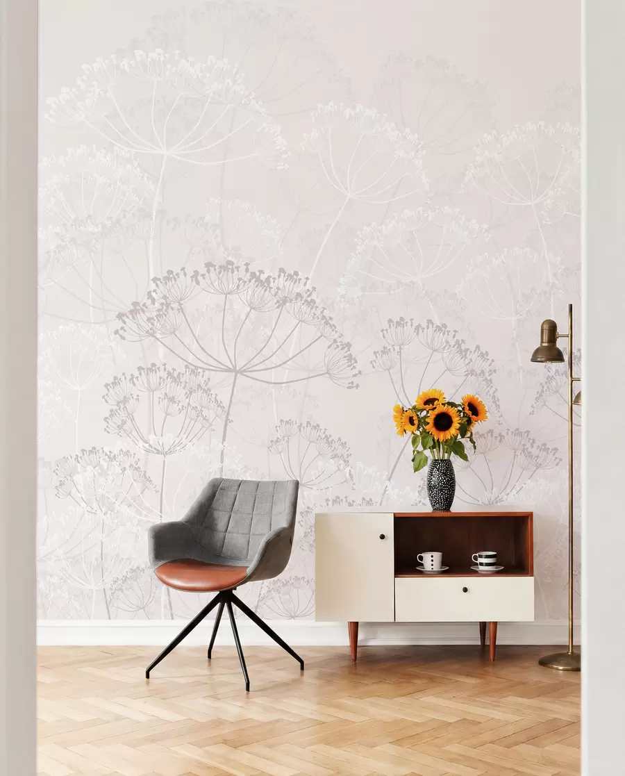 fototapeter Skrøbelige planter minimalisme pink farve w02105