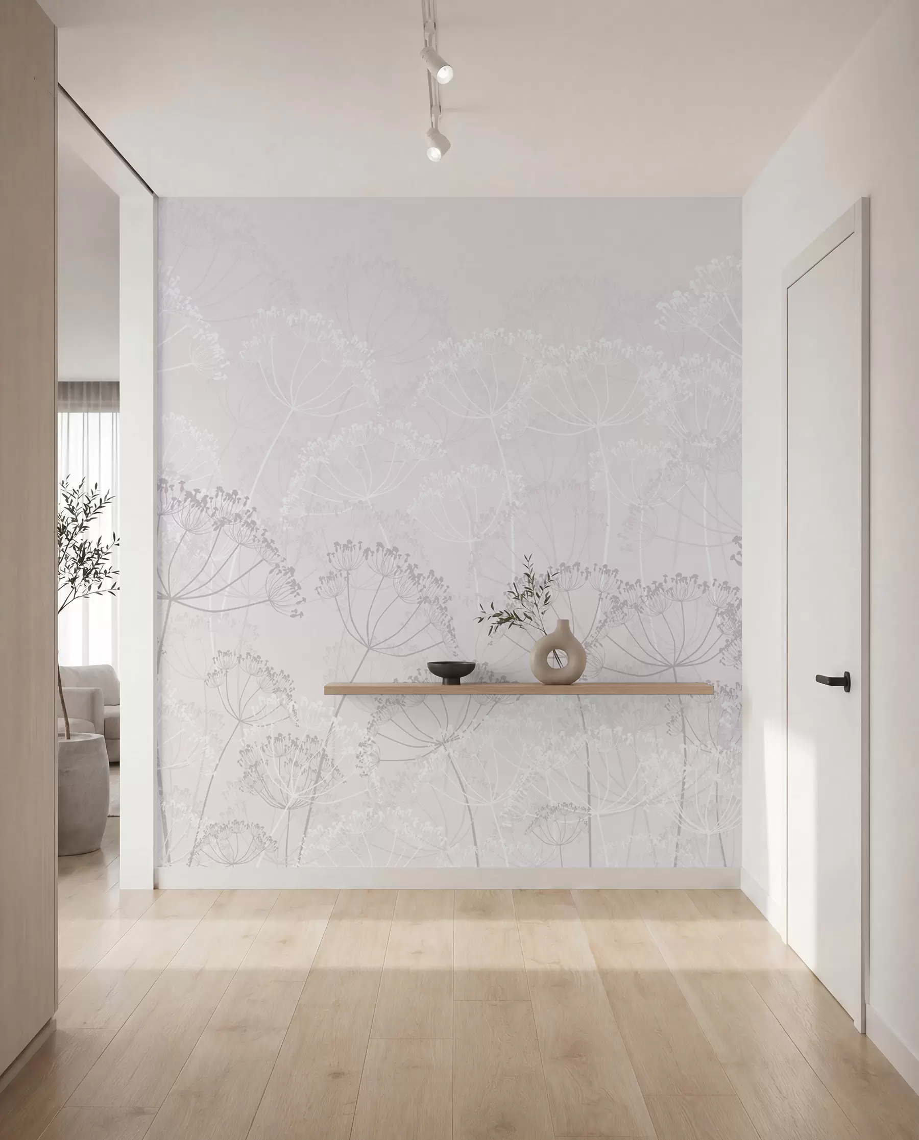 fototapeter Skrøbelige planter minimalisme pink farve w02105