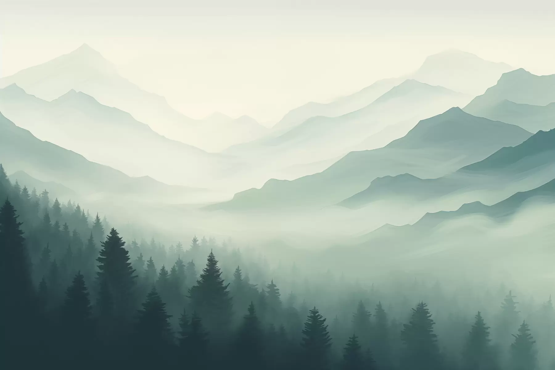 Murale Forêts et montagnes w02186