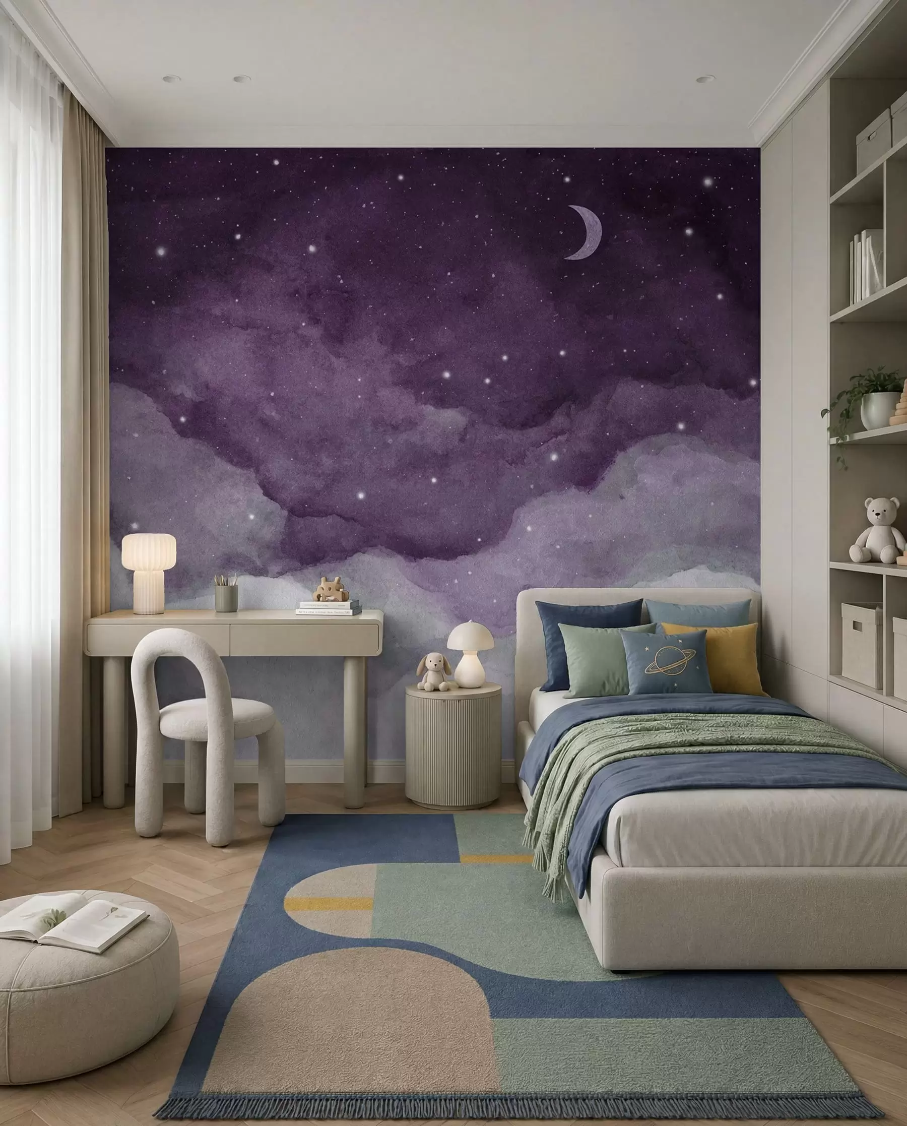 Murale Chuchotements de la nuit dans des teintes douces u96076v3