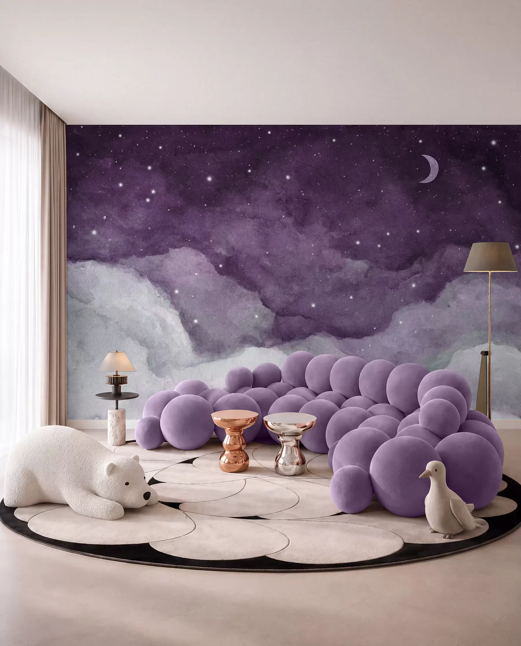 Murale Chuchotements de la nuit dans des teintes douces u96076v3
