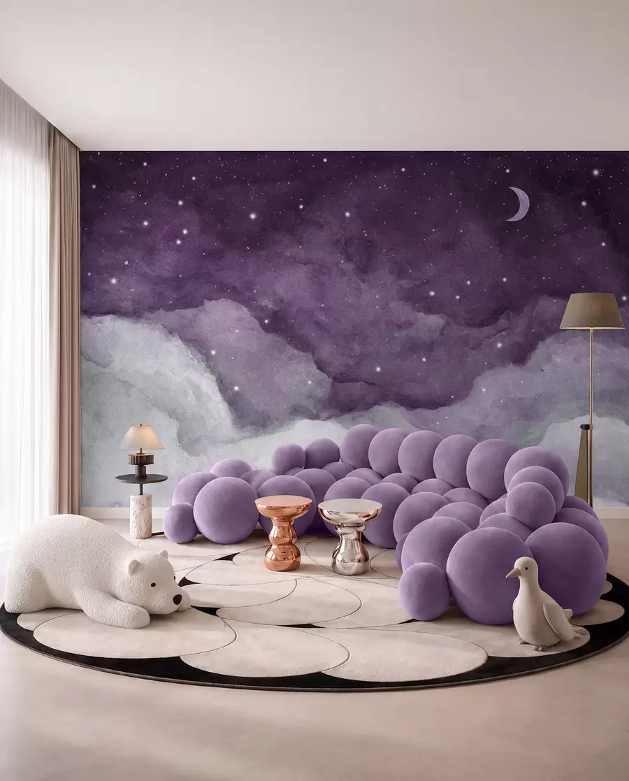 Murale Chuchotements de la nuit dans des teintes douces u96076v3
