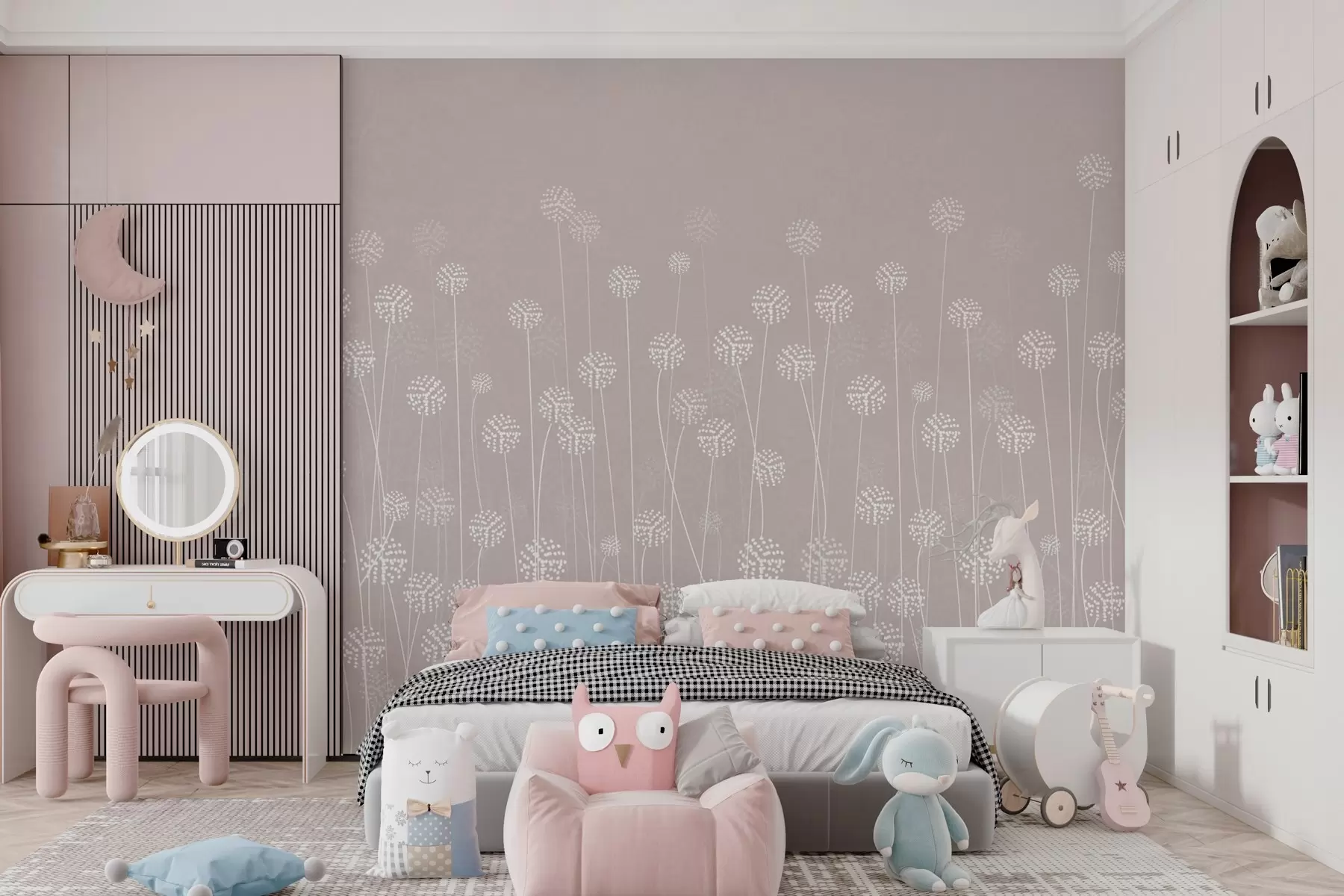 Murale Fleurs délicates sur un fond doux w00613v2