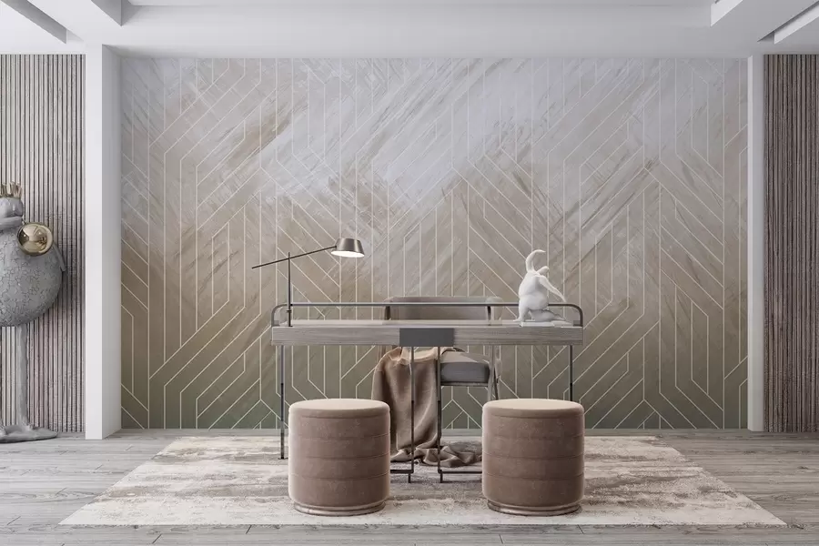 Fototapete Geometrischer abstrakter Hintergrund mit diagonalen Linien und Farbverlaufseffekt in Brauntönen w08433v1