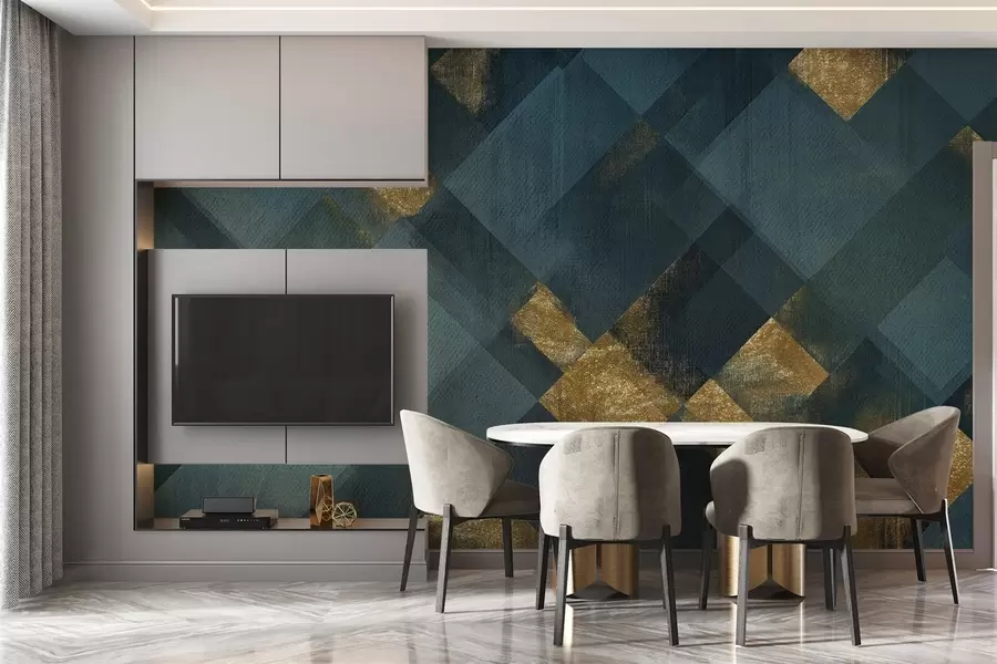 Fototapete moderne Geometrie in luxuriösem Stil mit smaragdgrünem Farbton w02340v1