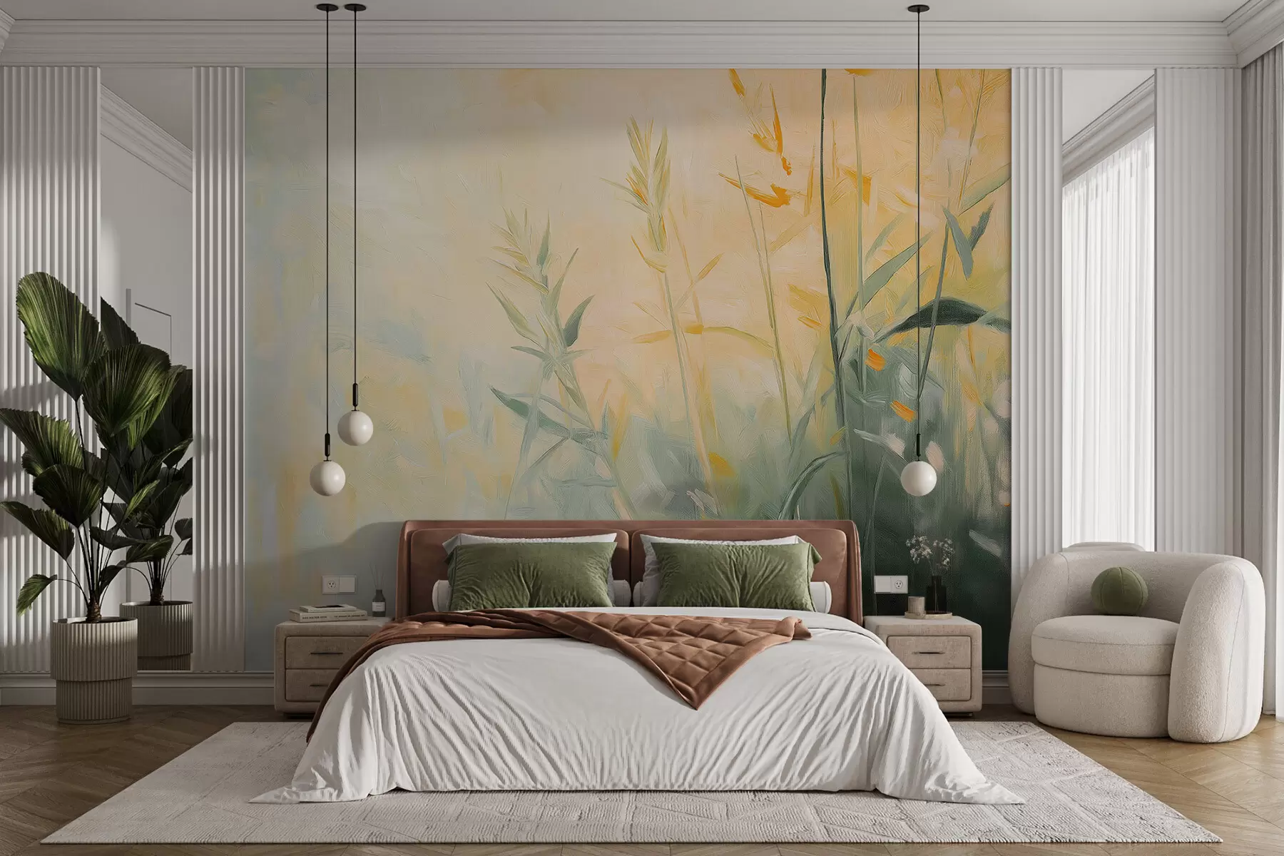 Fototapete Abstraktes Schilfrohr im Stil der Acrylmalerei w08457