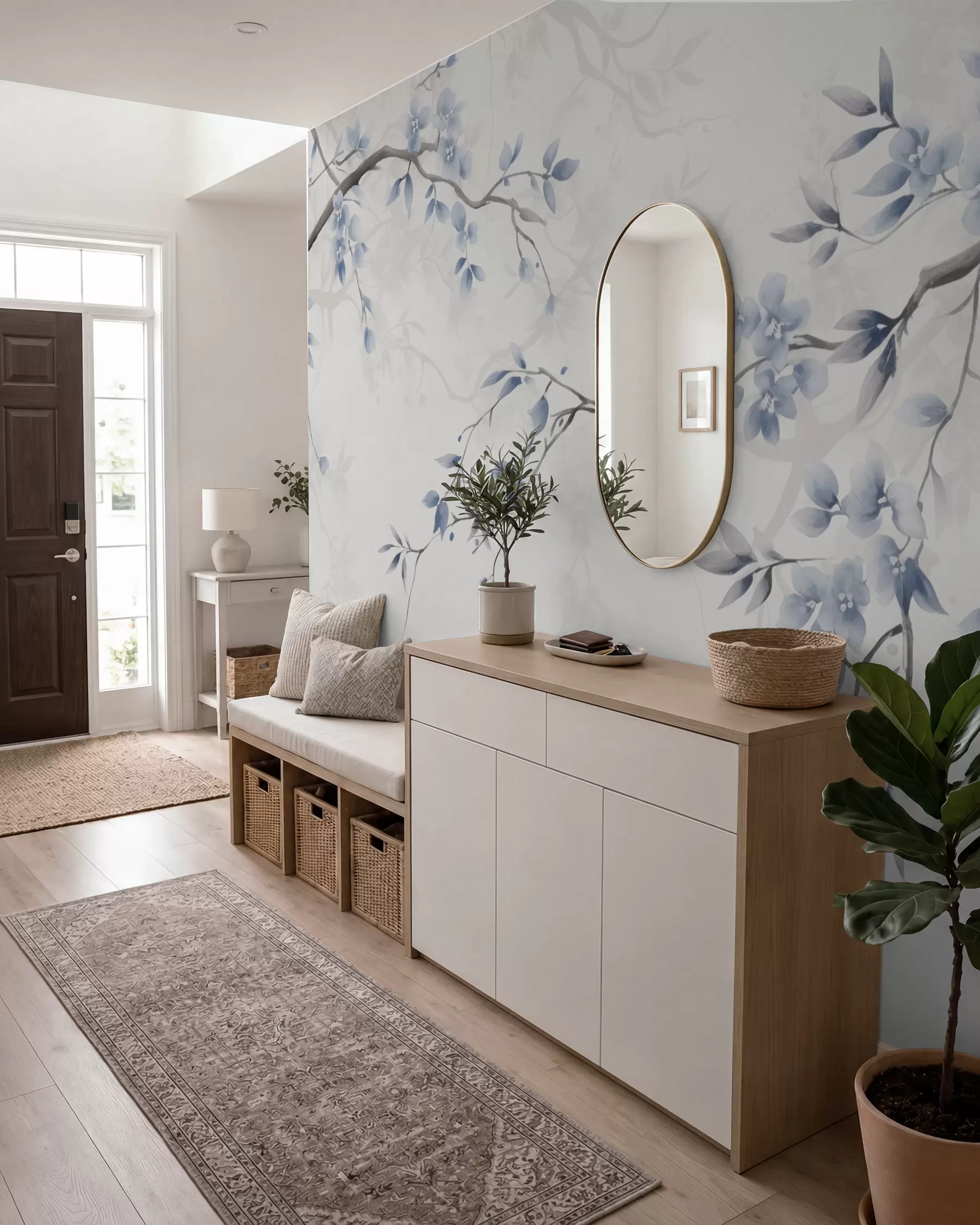 Murale Branches tendance avec fleurs et feuilles w02449