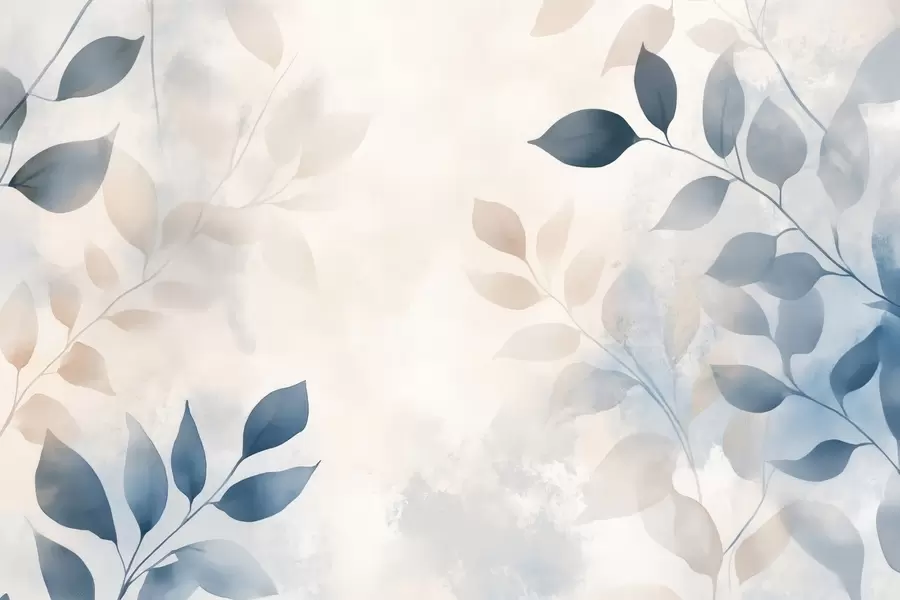 Murale feuilles délicates en technique d'aquarelle w02453