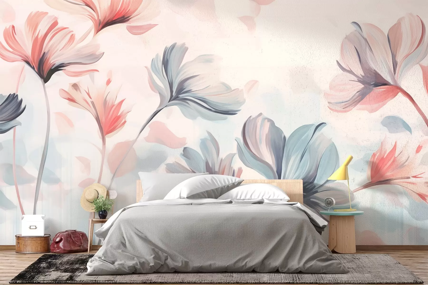 fototapeter Vilde blomster i pastelfarver w02457