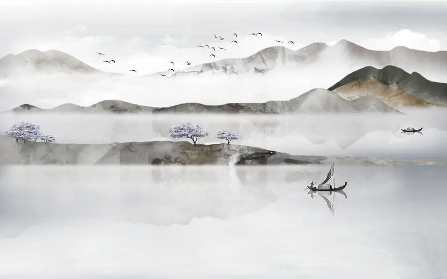 fototapeter Vand, himmel og bjerg u46157