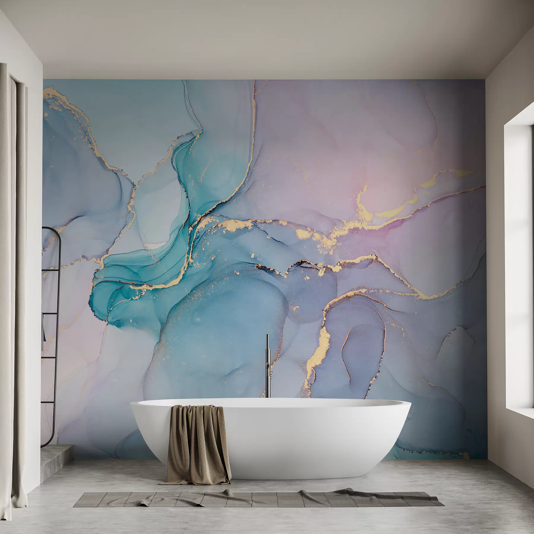 Murale Marbre - azur, rose u49408