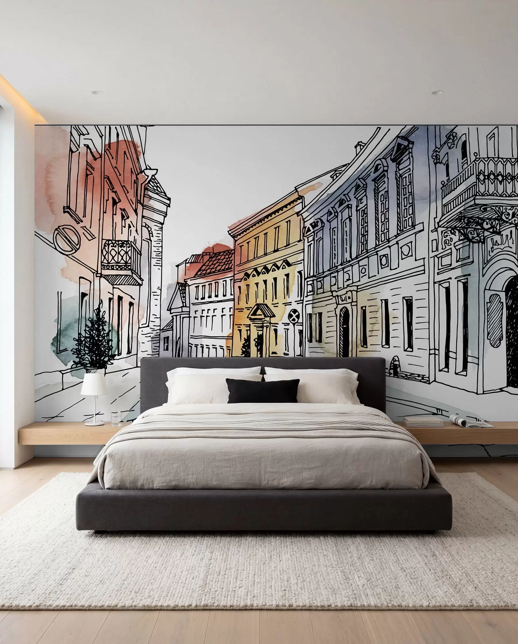 Fototapete Altstadt in Aquarell u51062