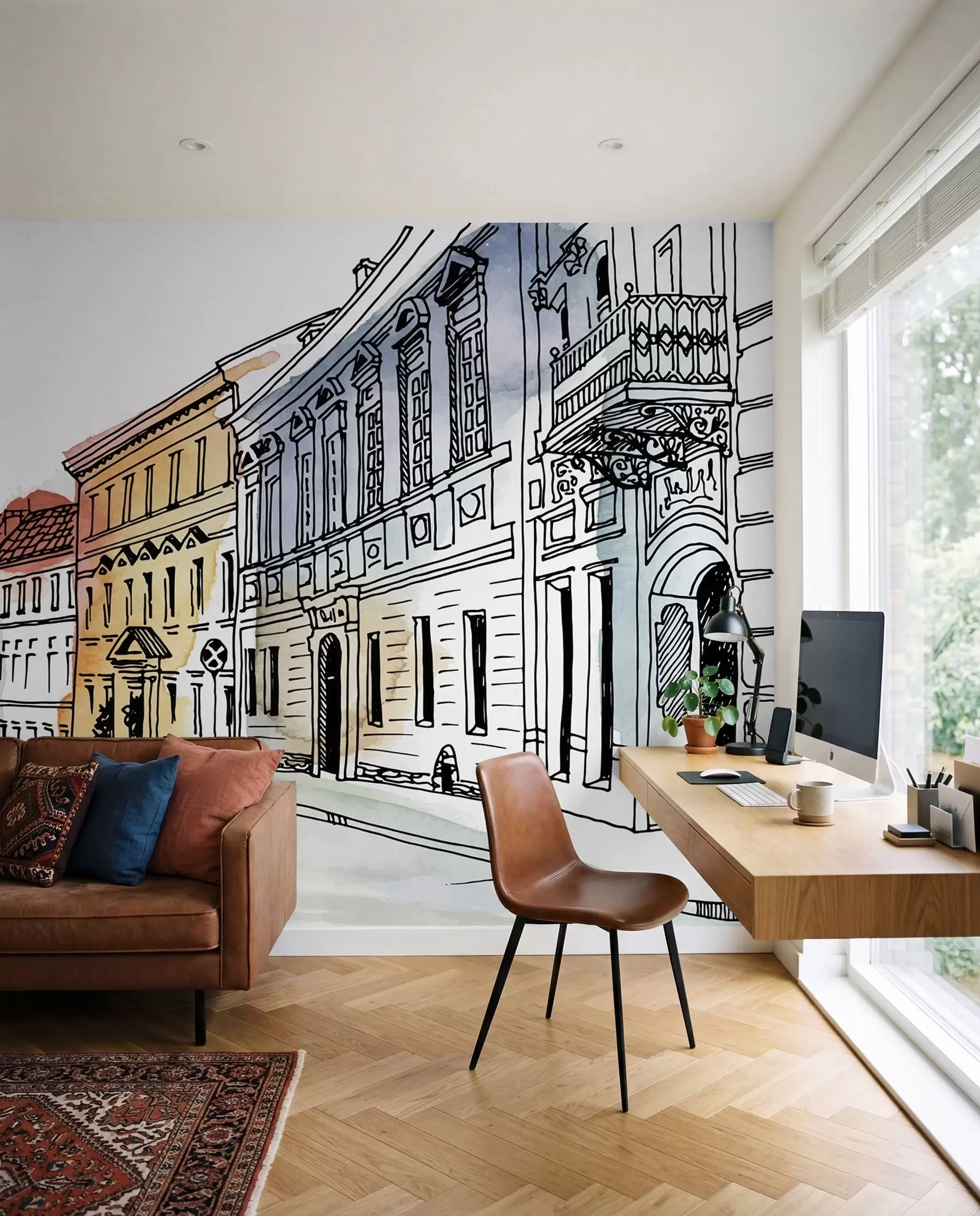 Fototapete Altstadt in Aquarell u51062