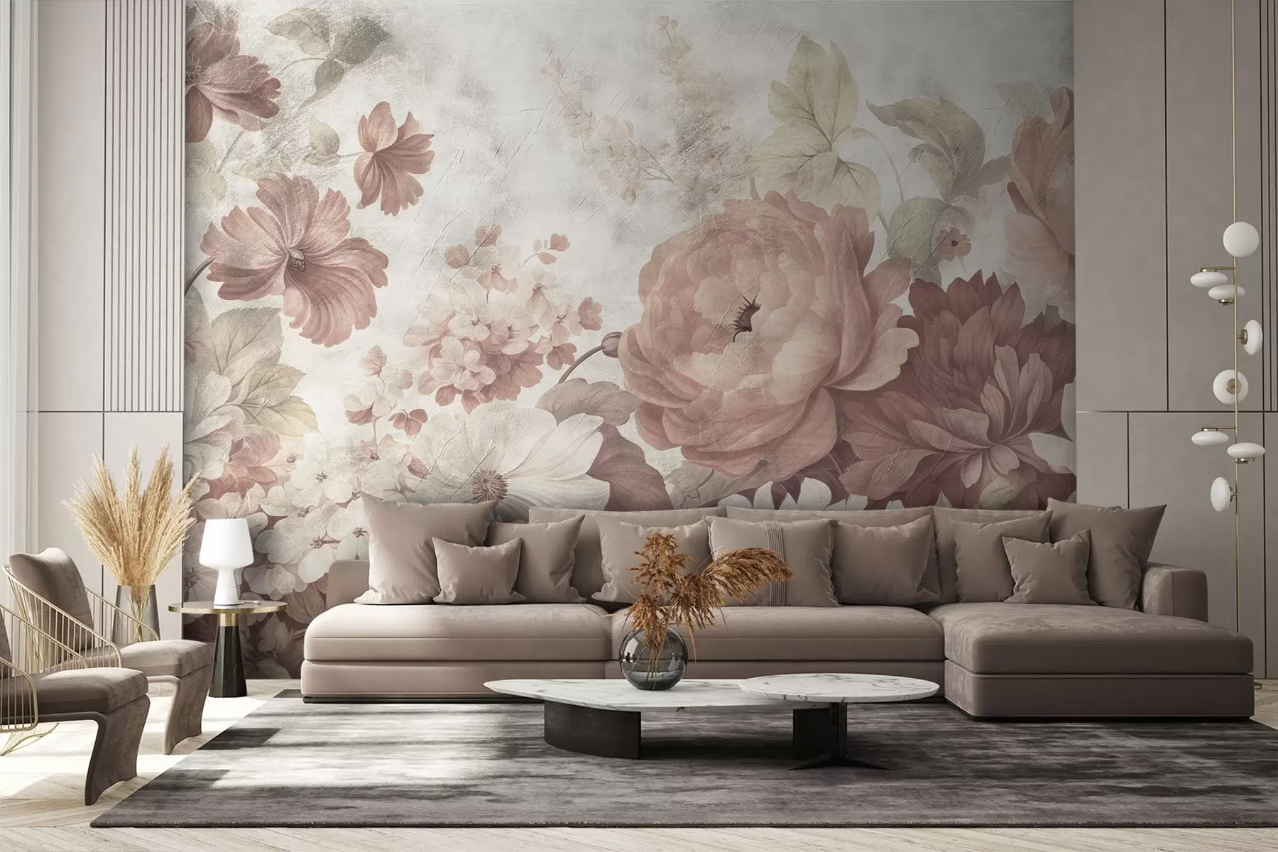 fototapeter Store blomster på en gammel baggrund w08516