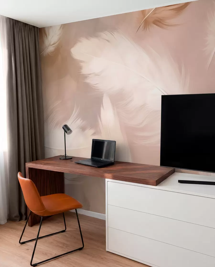 fototapeter Store fjer i beige w02601v1
