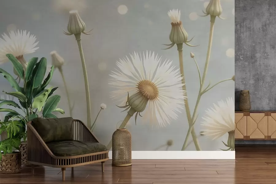 Fototapete Gemalte luftige Pusteblumen w02614