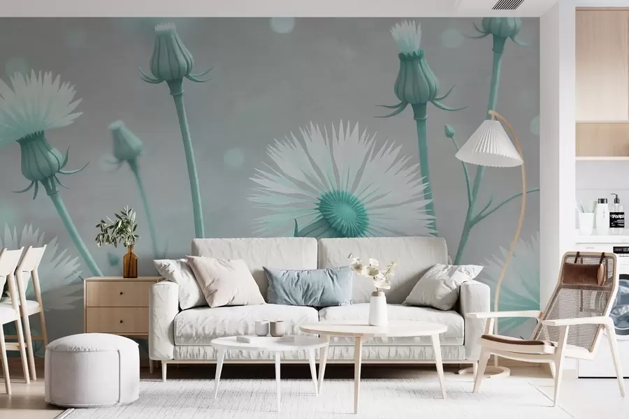 fototapeter Malede luftige mælkebøtter w02614v1