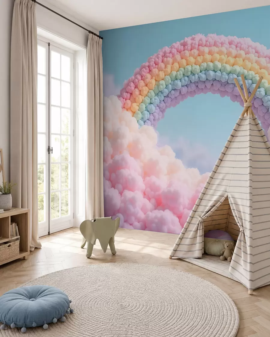 Fototapete Flauschiger Regenbogen w02615