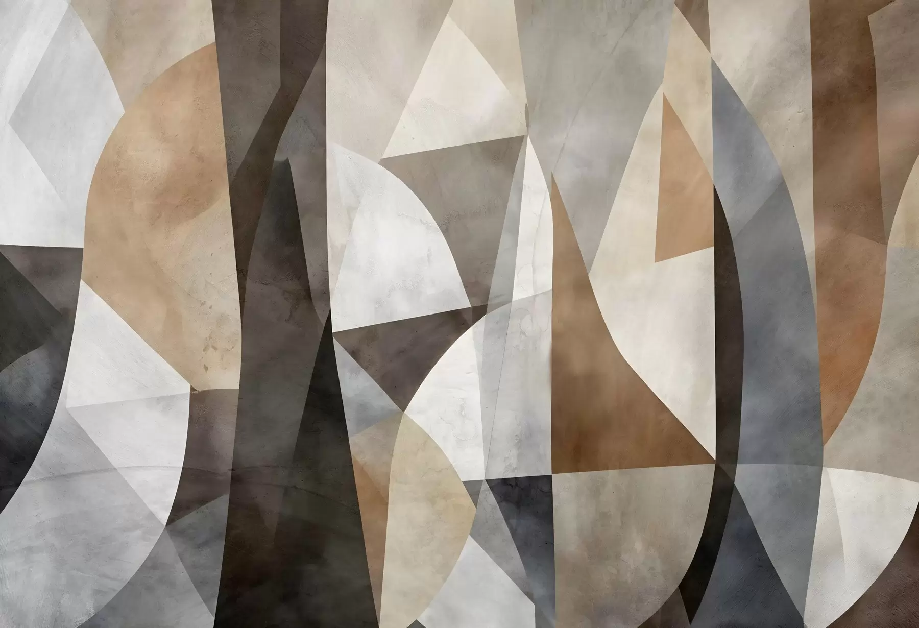 fototapeter Abstrakt moderne kunst med geometriske former i nuancer af brun, grå og beige w08530
