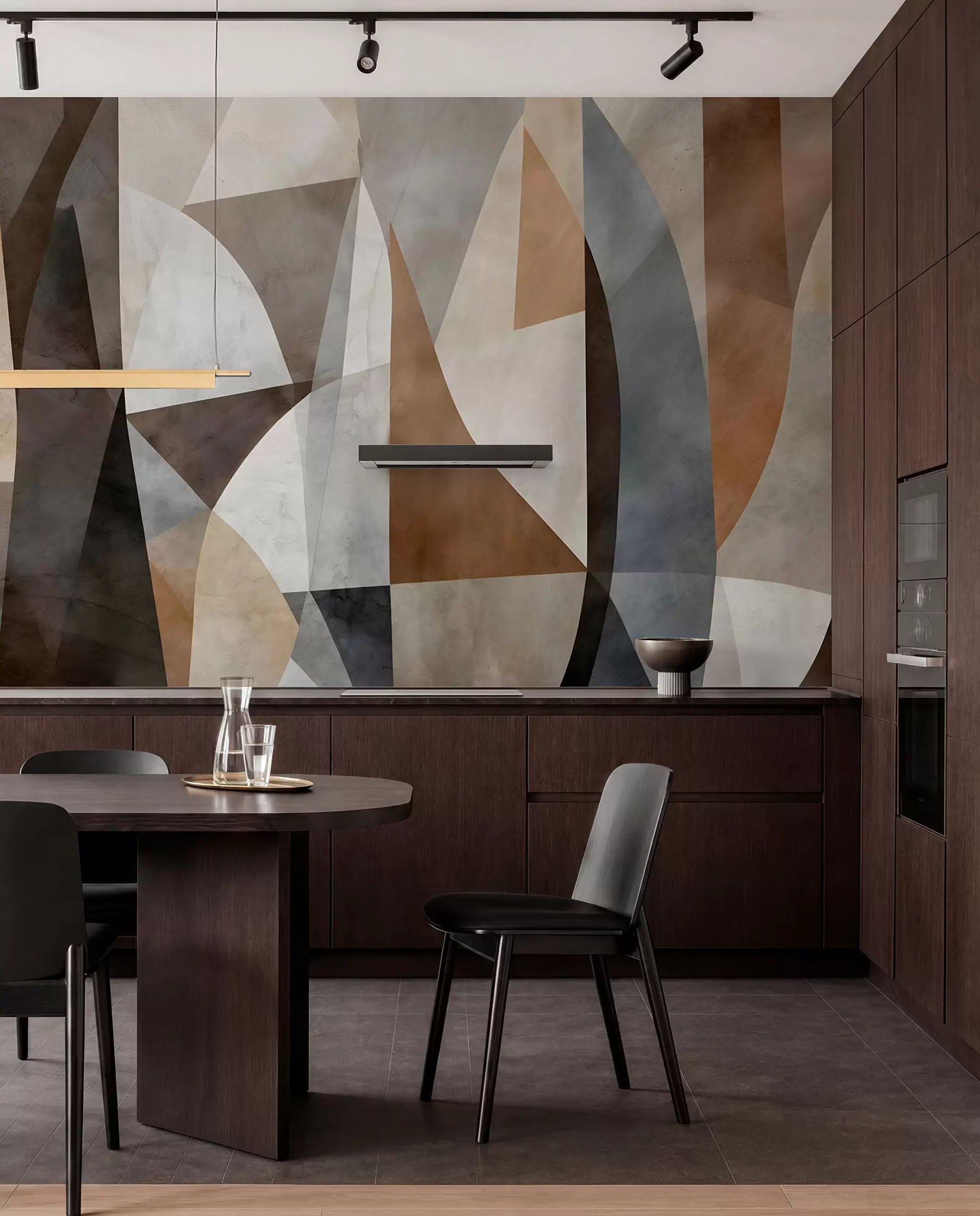 fototapeter Abstrakt moderne kunst med geometriske former i nuancer af brun, grå og beige w08530