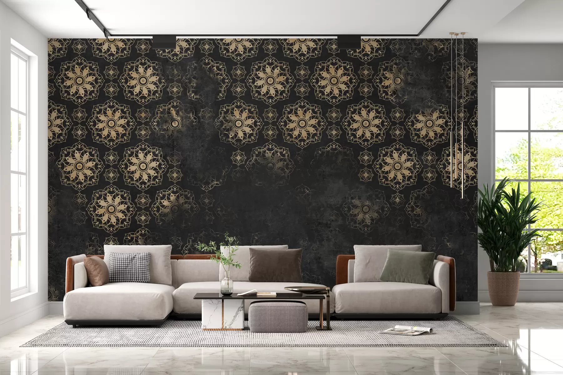 fototapeter Vintagedesign med mandala-elementer og slidt effekt w02551