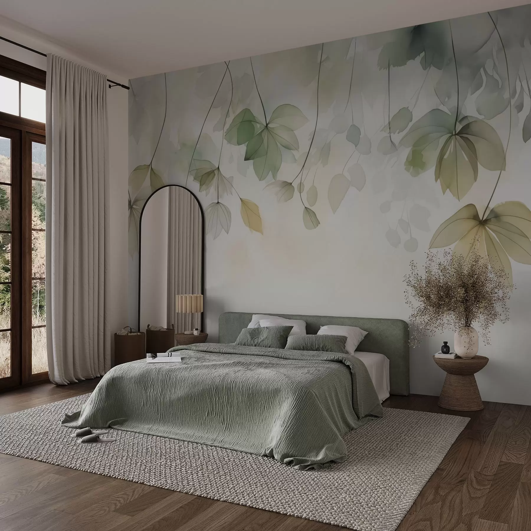 Fototapete Abstrakte Vegetation Nachahmung von Aquarell w02637