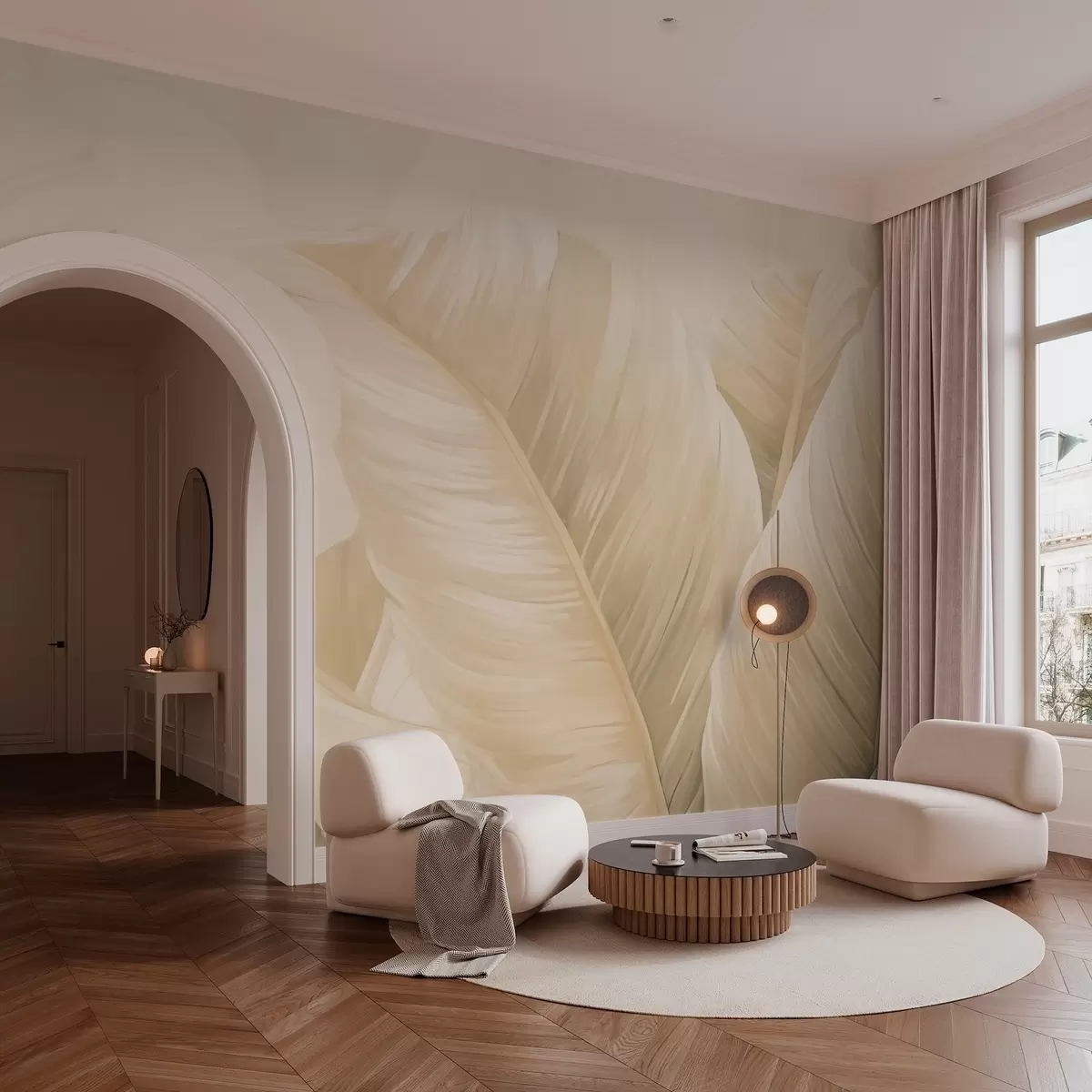 fototapeter Store cremede bananblade w02573