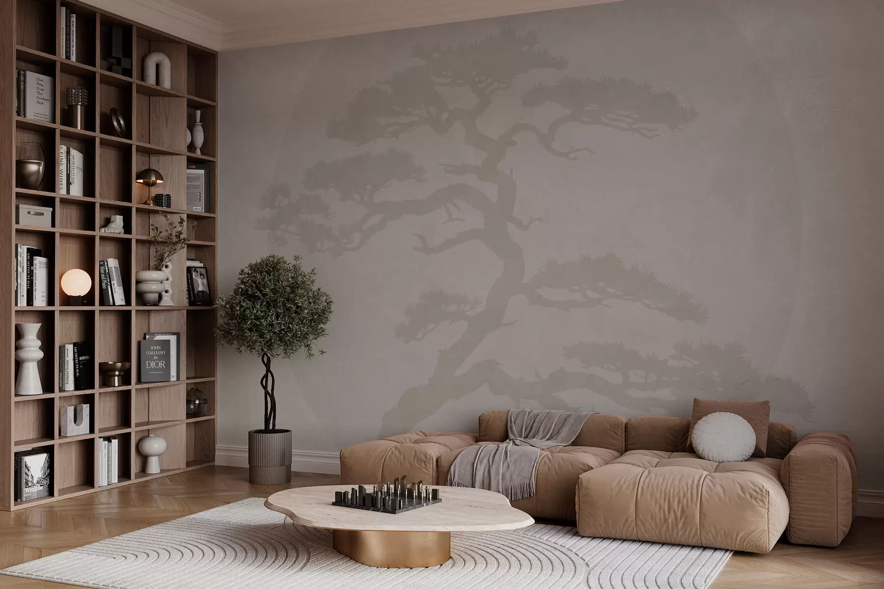 Murale Bonsaï japonais et géométrie fond grunge w08554v1