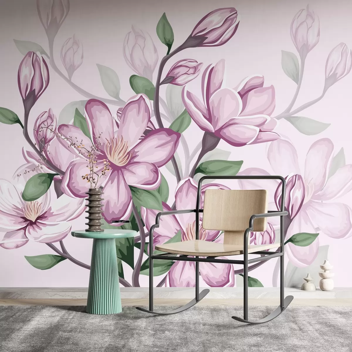 fototapeter store lyserøde blomster w02663