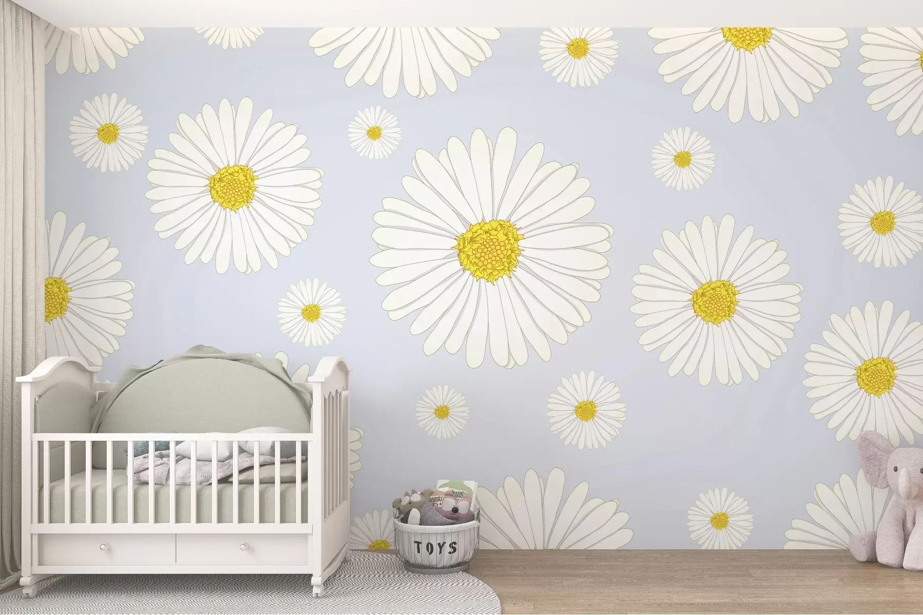 fototapeter Lyse margueritter på en sart baggrund w02652v1