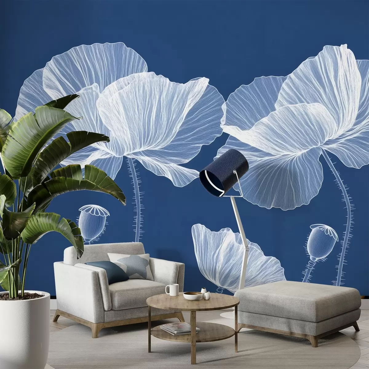 Fototapete Gefärbte wilde Mohnblumen im Garten w02622