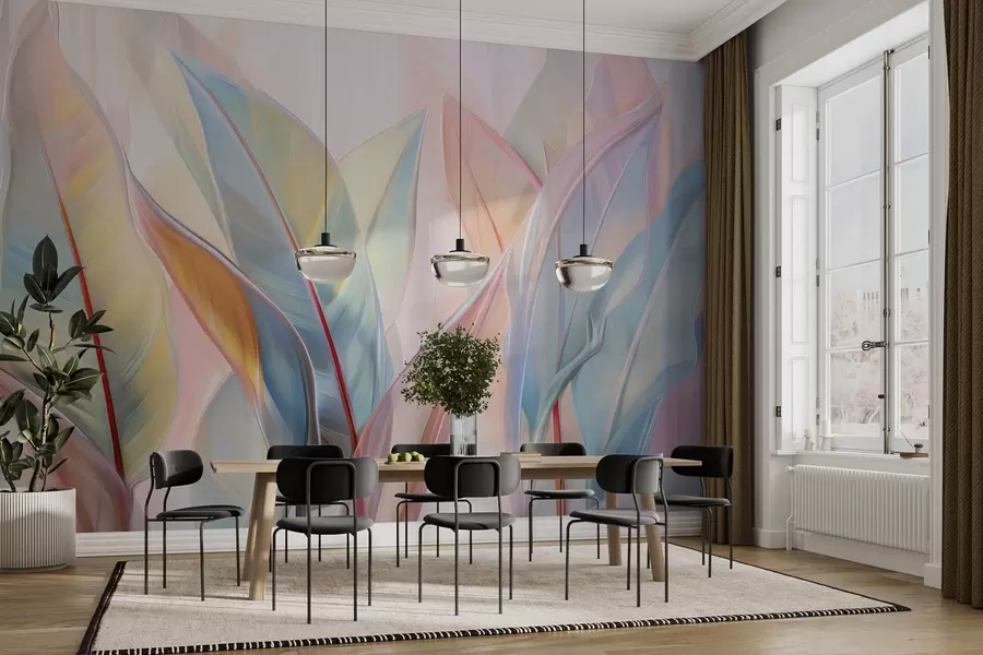 fototapeter Stiliserede flerfarvede blade w02624